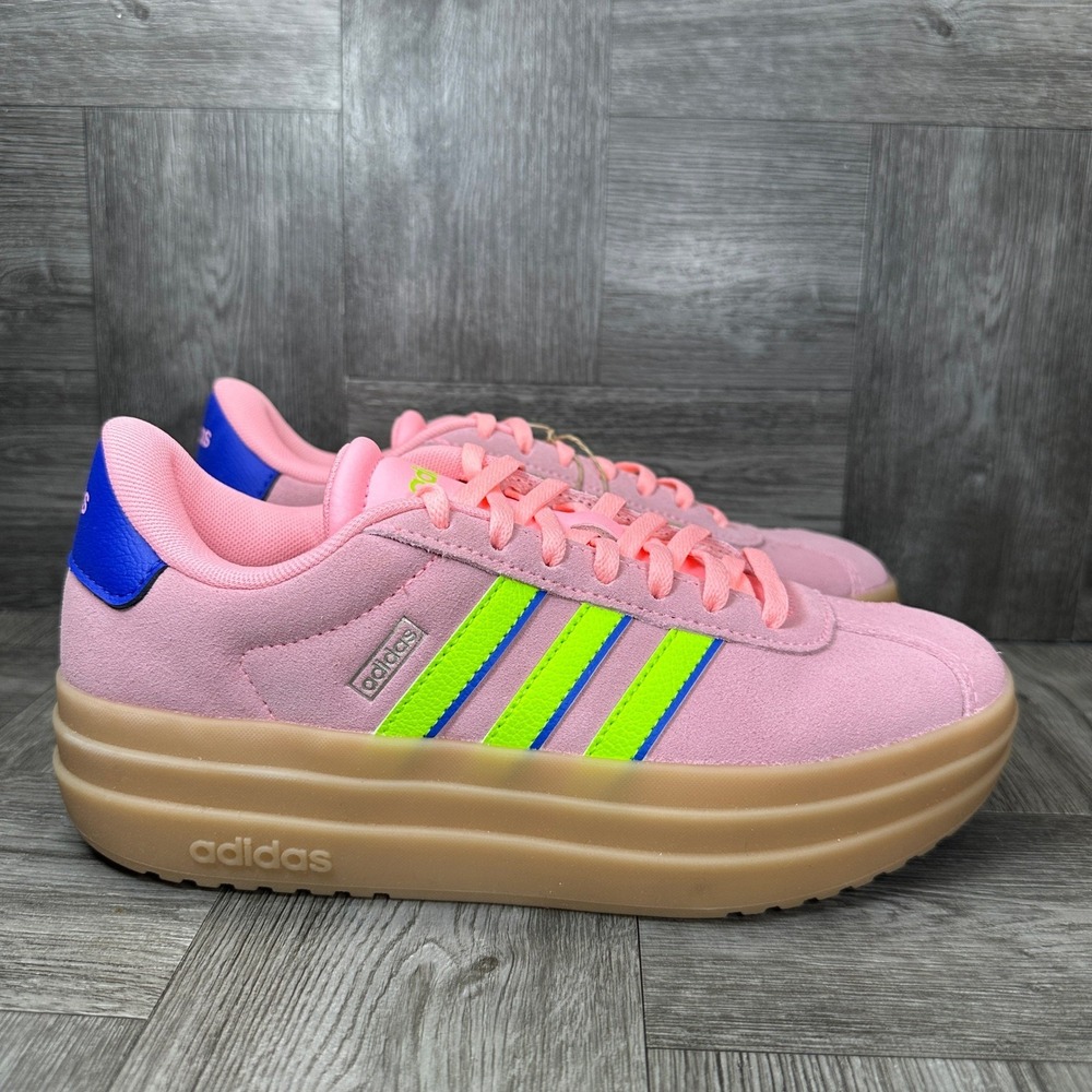 Adidas VL Court Bold Sneakers Womens 6 Pink Suede Platform Gum Sole NEW IH8089